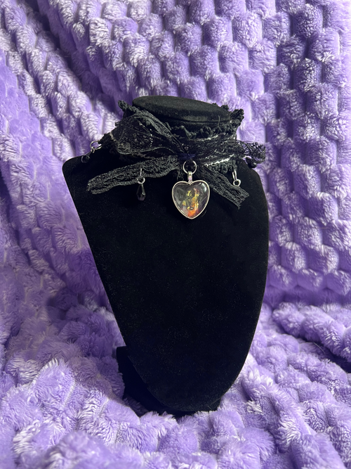custom crochet chokers w/ heart locket (choose your picture!) ^_−☆