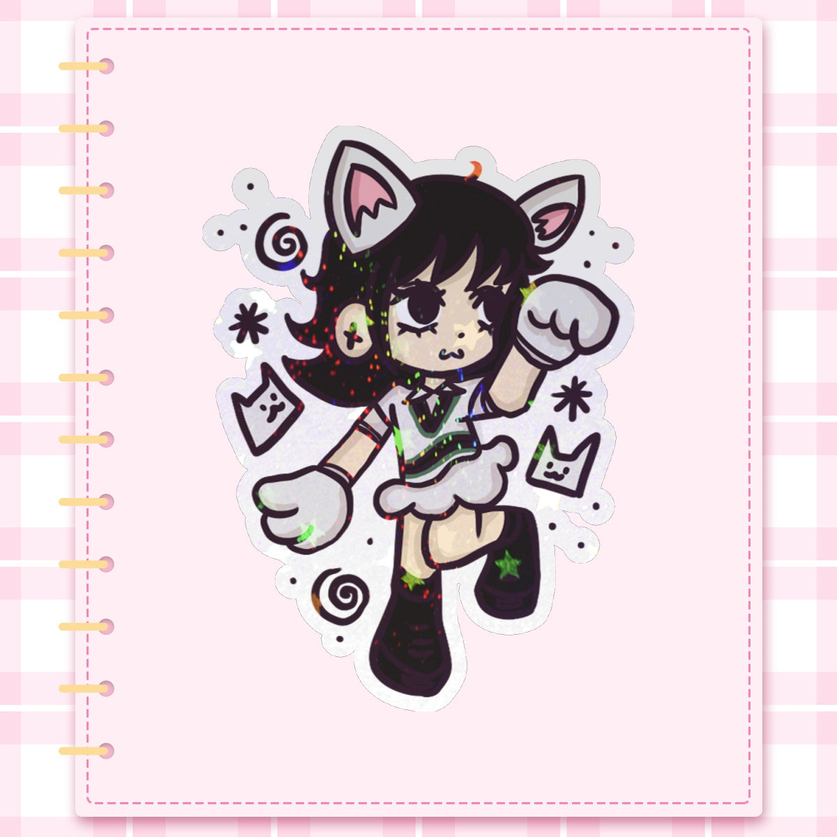 ‧₊ ᵎᵎ yves white cat stickers 🍎 ⋅ ˚✮