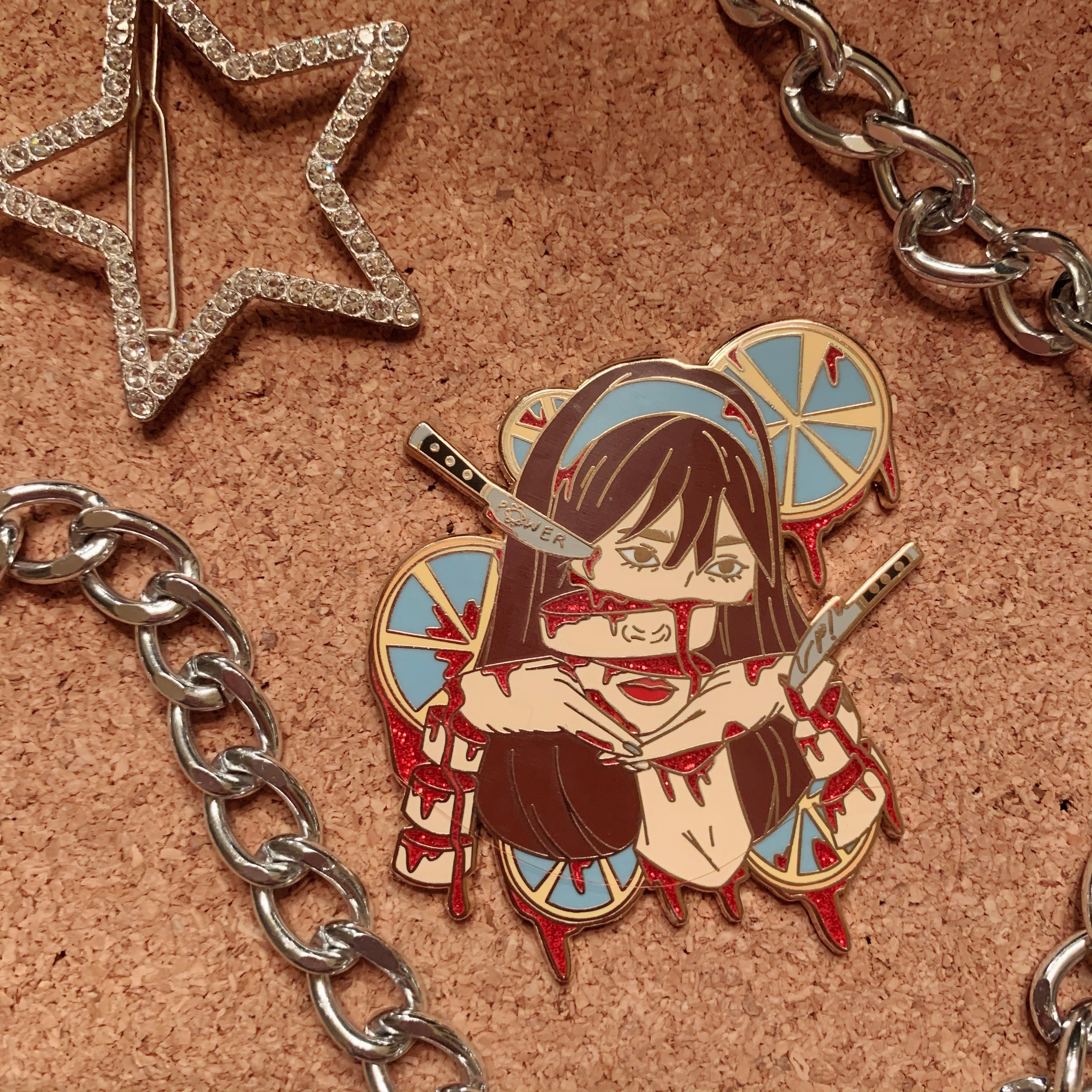 ꒷꒦ ˖ ° red velvet horror inspired enamel pins 🪓 ⋆ ｡