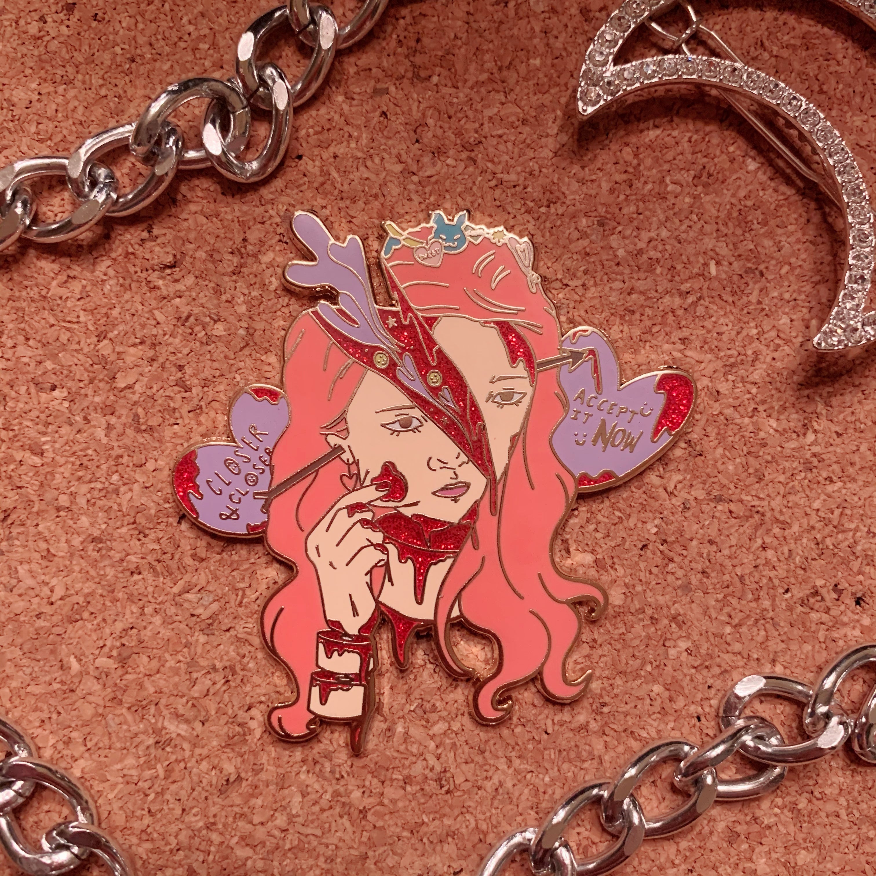 ꒷꒦ ˖ ° red velvet horror inspired enamel pins 🪓 ⋆ ｡