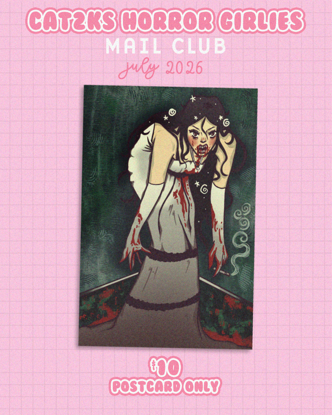 horror girlies mail club - postcard only (july 2026) ♡